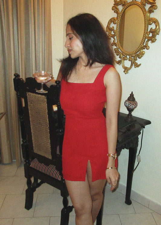 Scarlet Élan Mini Dress | Georgette | Red