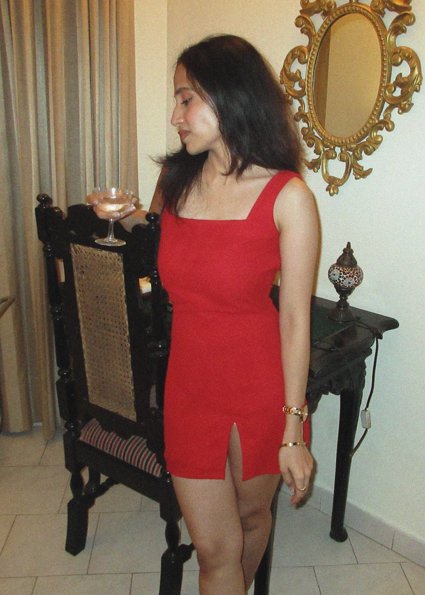 Scarlet Élan Mini Dress | Georgette | Red