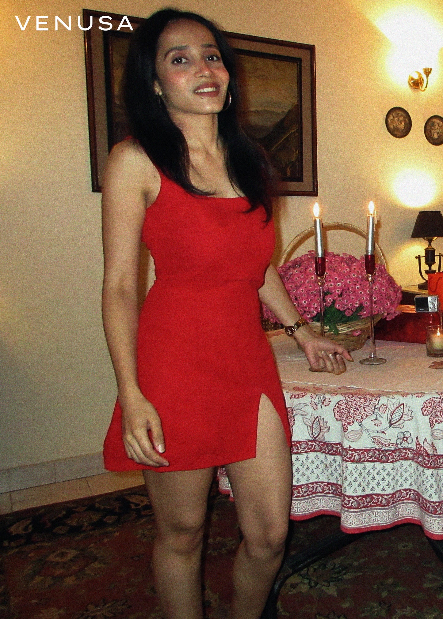 Scarlet Élan Mini Dress | Georgette | Red