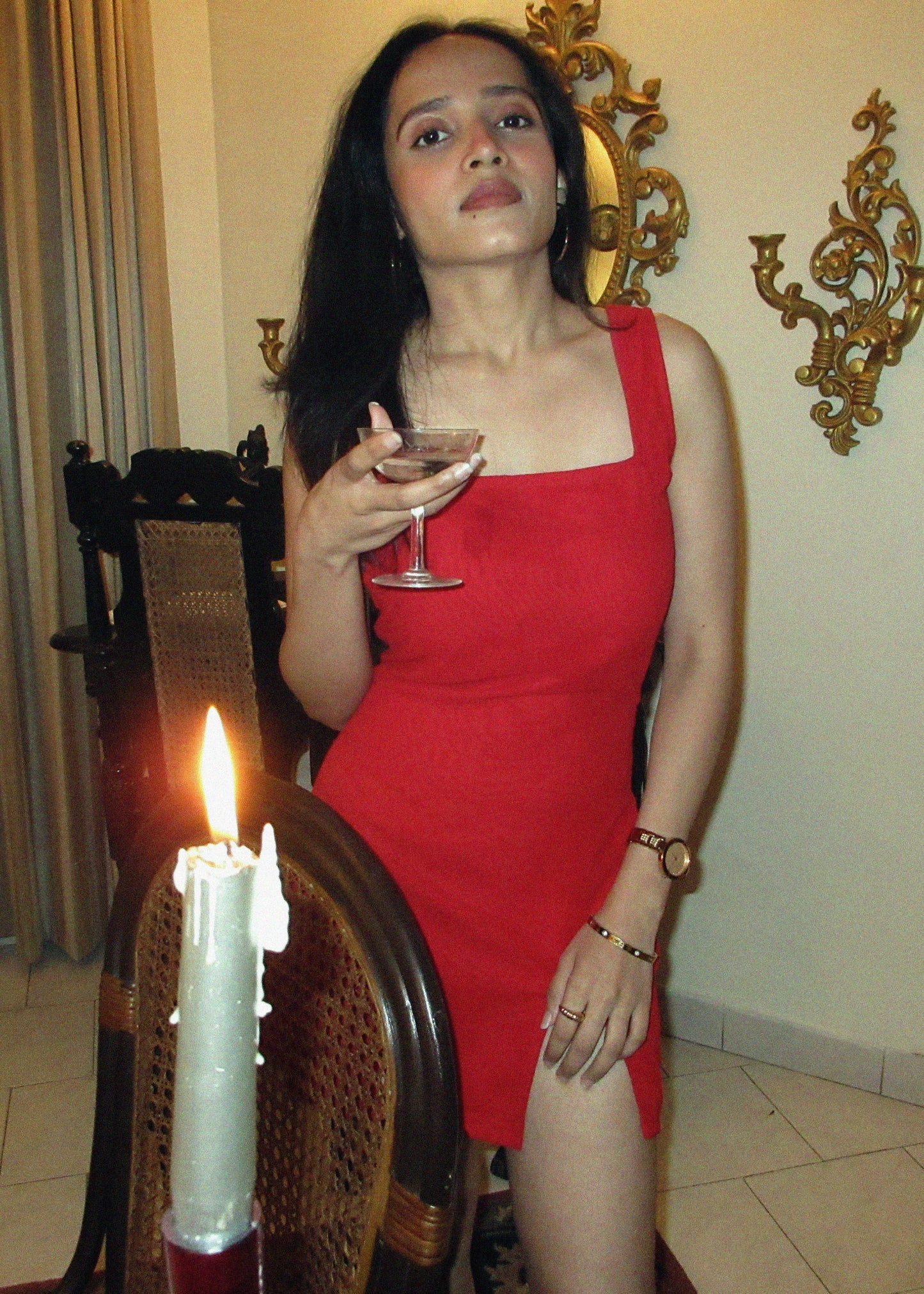 Scarlet Élan Mini Dress | Georgette | Red